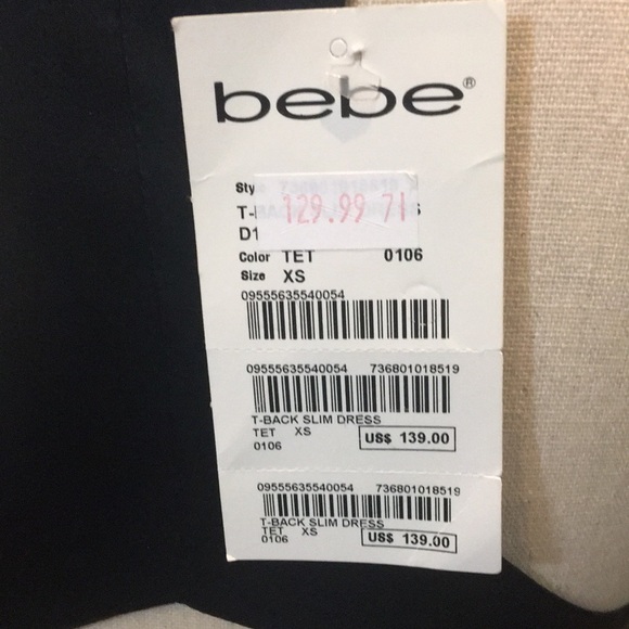 NWT Bebe glamour satin T back slim dress xs - Picture 7 of 8